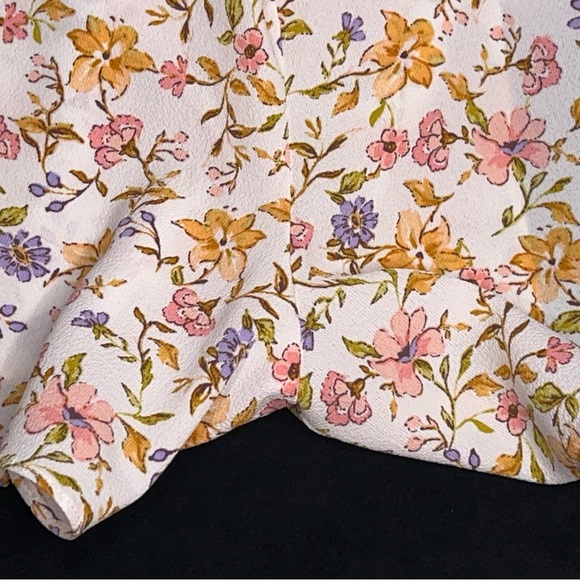 Juniors XL City Triangles White Purple Yellow Floral Romper Lightweight Stretch - Picture 13 of 15